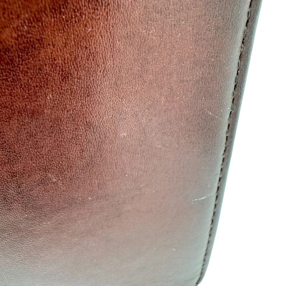 Franklin Quest Full Grain Aniline Leather Brown Planner Classic Sz 7 Ring Zipper